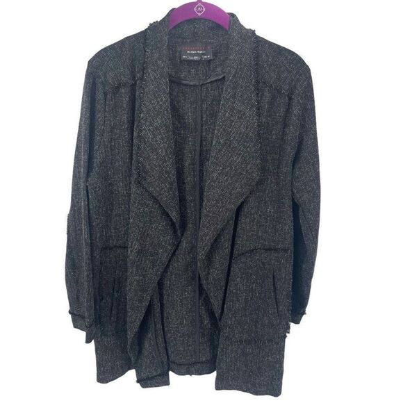 Dress Forum Womens Lightweight Jacket Shawl Open Front Pockets Dark Gray Large - Picture 1 of 10